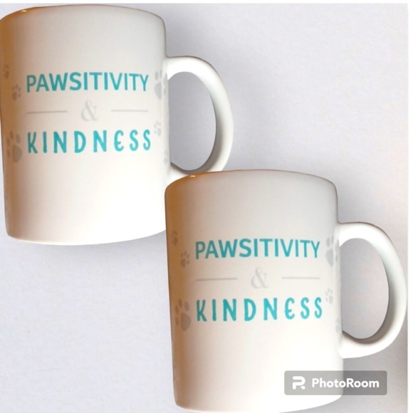 Pawsitivity & Kindness Graphic Dog Lovers Latte, Coffee Drinking Mugs Set - Picture 1 of 4